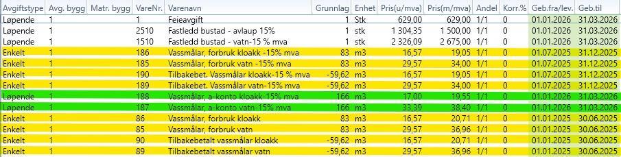 Mange fakturalinjer - Klikk for stort bilde