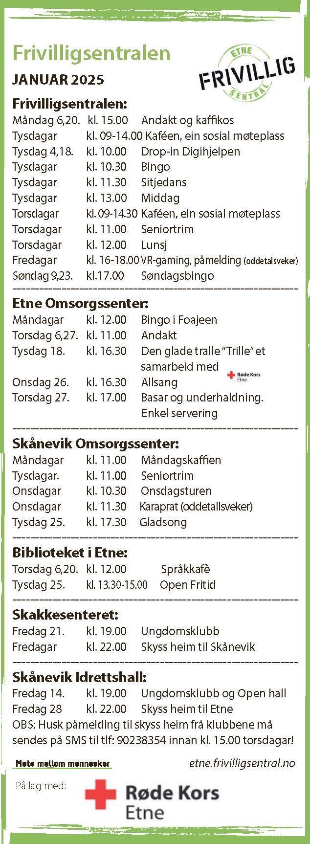 Aktivitetskalender februar 2025 - Klikk for stort bilde