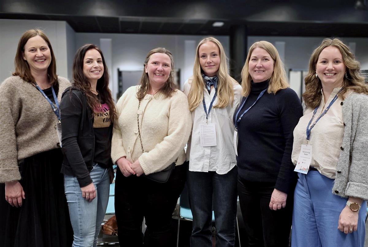 Seks oppstilte damer - Klikk for stort bilde