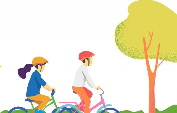 Jente og gutt som syklar - Klikk for stort bilde